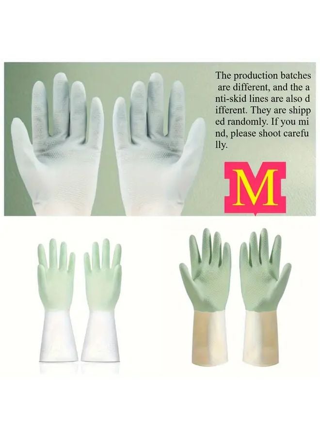 Thick Non Slip Latex Kitchen Gloves Green Size M Dishwashing Cleaning Household Chores - Image 1