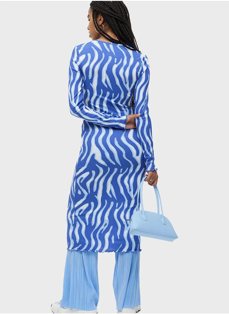 H&M Ribbed Printed Dress