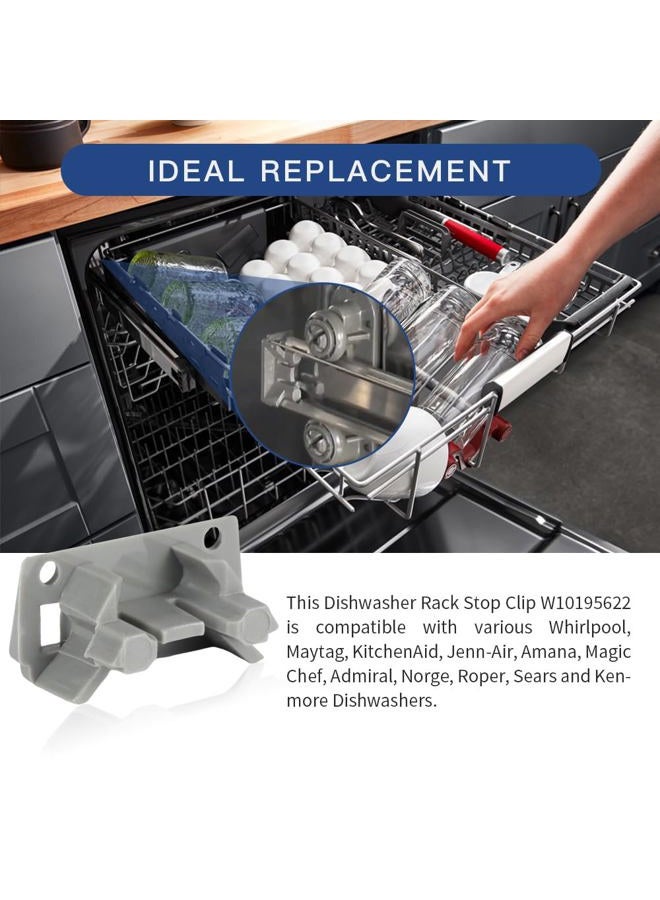 KOZHOM [Upgraded] 2Pcs Dishwasher Rack Stop Clip W10195622, Upper Dishrack Slide Rail Rear Stop fit for Whirlpool/KitchenAid/Kenmore Dishwasher, Replaces AP4566222, PS11750071, 1872168 - Image 2