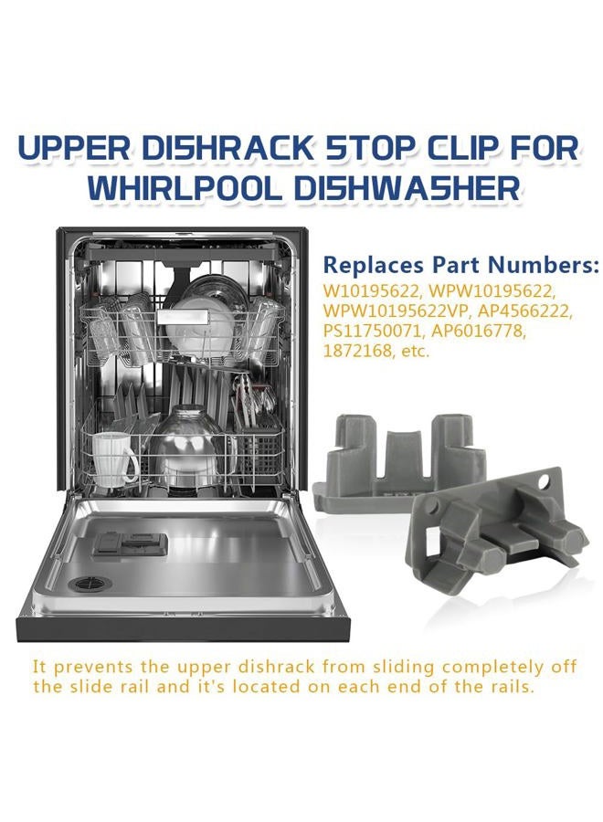 KOZHOM [Upgraded] 2Pcs Dishwasher Rack Stop Clip W10195622, Upper Dishrack Slide Rail Rear Stop fit for Whirlpool/KitchenAid/Kenmore Dishwasher, Replaces AP4566222, PS11750071, 1872168 - Image 3