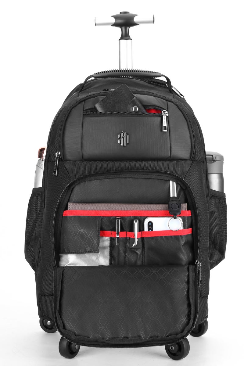 ARCTIC HUNTER Professional Roller Backpack, Water Resistant 20 Inch Backpack Trolley with Four 360° Degree Spinner Wheels for Office Travel Business College, LG1500165, Black - Image 3