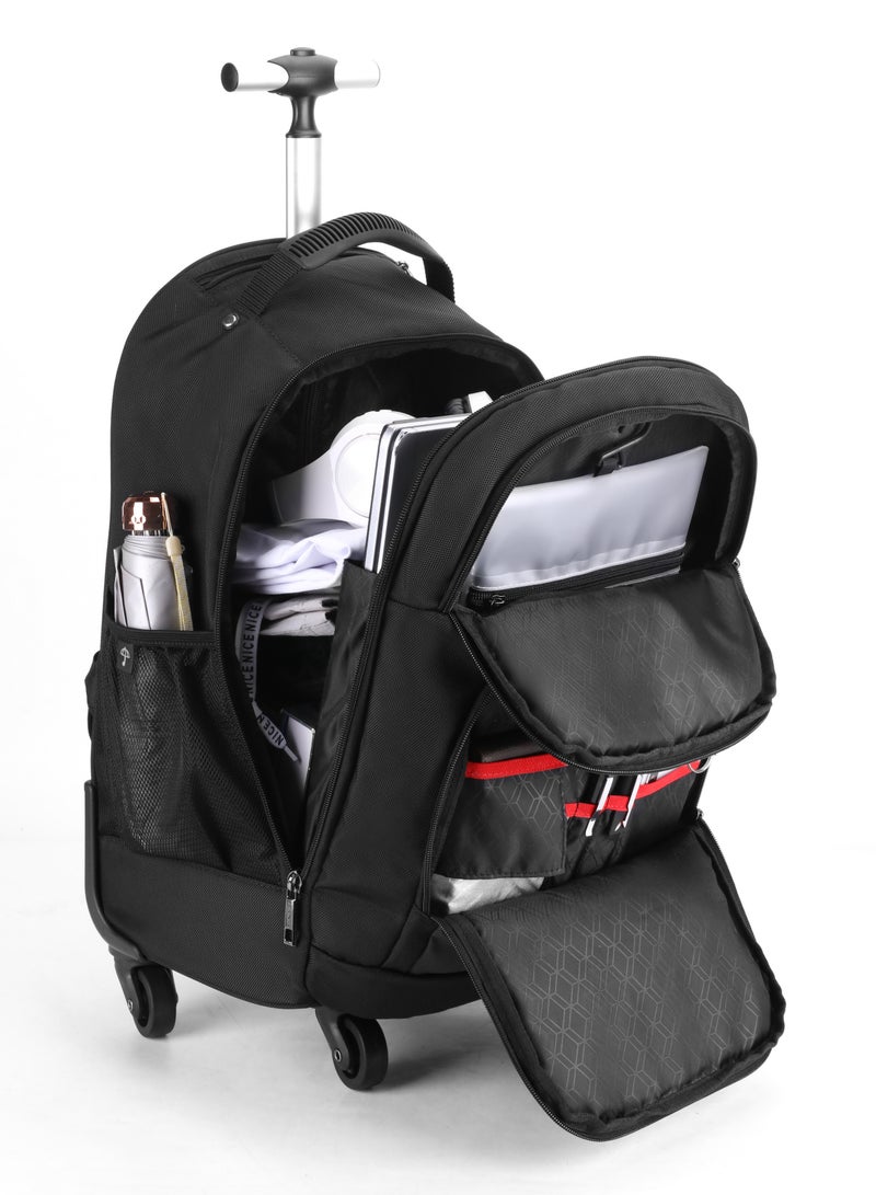 ARCTIC HUNTER Professional Roller Backpack, Water Resistant 20 Inch Backpack Trolley with Four 360° Degree Spinner Wheels for Office Travel Business College, LG1500165, Black - Image 4