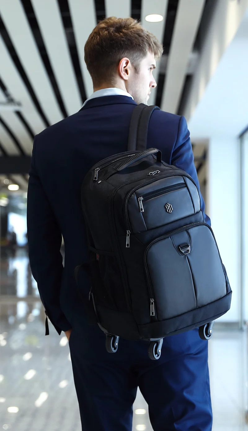 Arctic Hunter  Professional Roller Backpack Water Resistant 20 Inch Backpack Trolley with Four 360° Degree Spinner Wheels for Office Travel Business College, LG1500165, Black for Men | Best Price UAE