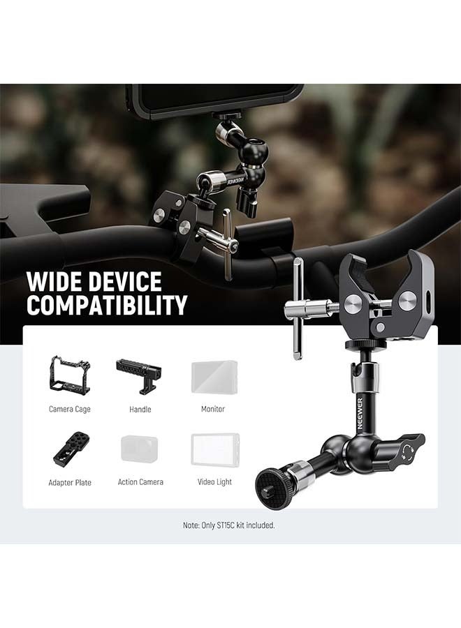 NEEWER 6"/15cm Adjustable Magic Arm with Super Clamp, 1/4" & 3/8" Threads, 1/4" Screws for Flash/LED Light/Microphone/Monitor, Compatible with SmallRig Camera Cage, Max Load: 4.4lb/2kg, ST15C - Image 2