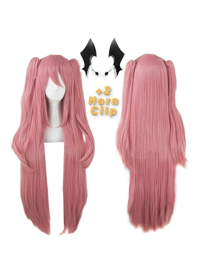 ANOGOL Headwear+Hair Cap+ Anime Cosplay Wigs Long Pink Hair Clip On Pony Synthetic Wig DM-460 - Image 2