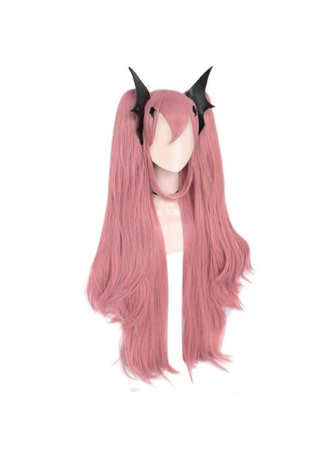 ANOGOL Headwear+Hair Cap+ Anime Cosplay Wigs Long Pink Hair Clip On Pony Synthetic Wig DM-460 - Image 3