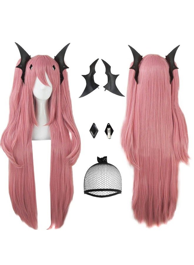 ANOGOL Headwear+Hair Cap+ Anime Cosplay Wigs Long Pink Hair Clip On Pony Synthetic Wig DM-460 - Image 1