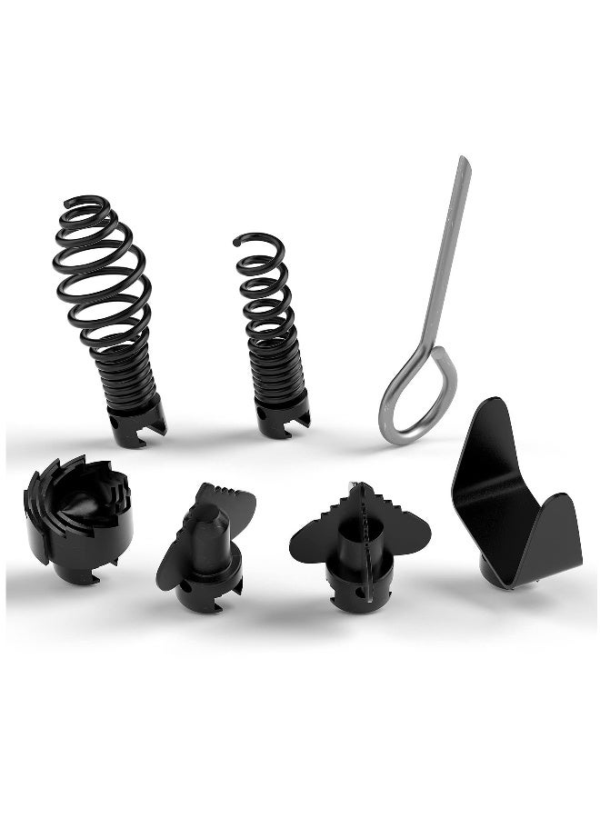 7PCS Drain Cleaner Combination Cutter Head Set,16mm Manganese Steel Spring Automatic Locking Drain Dredging Cutter Head Accessories for Drain Cleaning Machines - Image 1