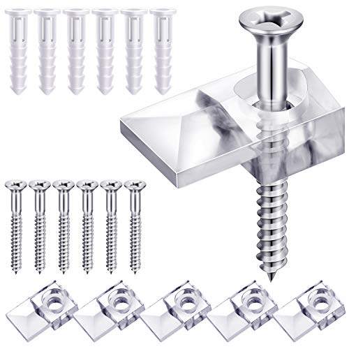 Blulu 20 Pack Mirror Holder Clips for 6 mm in (6/25) Glass Mirror Hanging Kit for Wall Mounting Hanging Retainer Fasteners with Screw and Anchors for Fixing Cabinet Door(Classic Style) - Image 1
