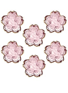 Excefore Pink Cherry Blossom Shaped Dip Bowls，Dessert Bowls, Mini Crystal Bowl, Small Glass Bowls, Dipping Bowls, Soy Sauce Dish,Snack Dish,Serving Dishes, Set of 6  - Image 1