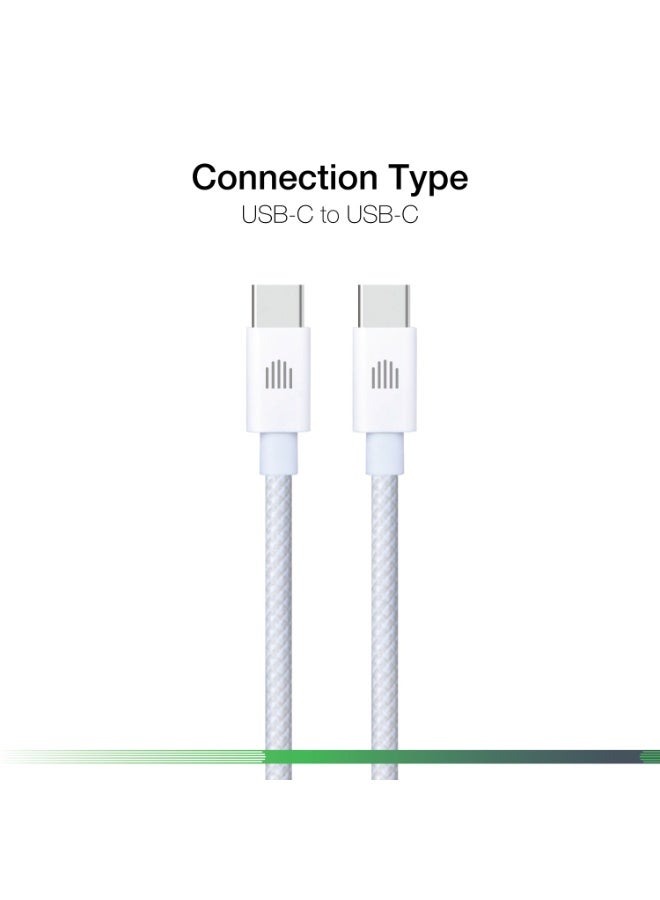 DVICED USB-C to USB-C  Charging & Data transfer 1.25m nylon cable  - White - Image 2