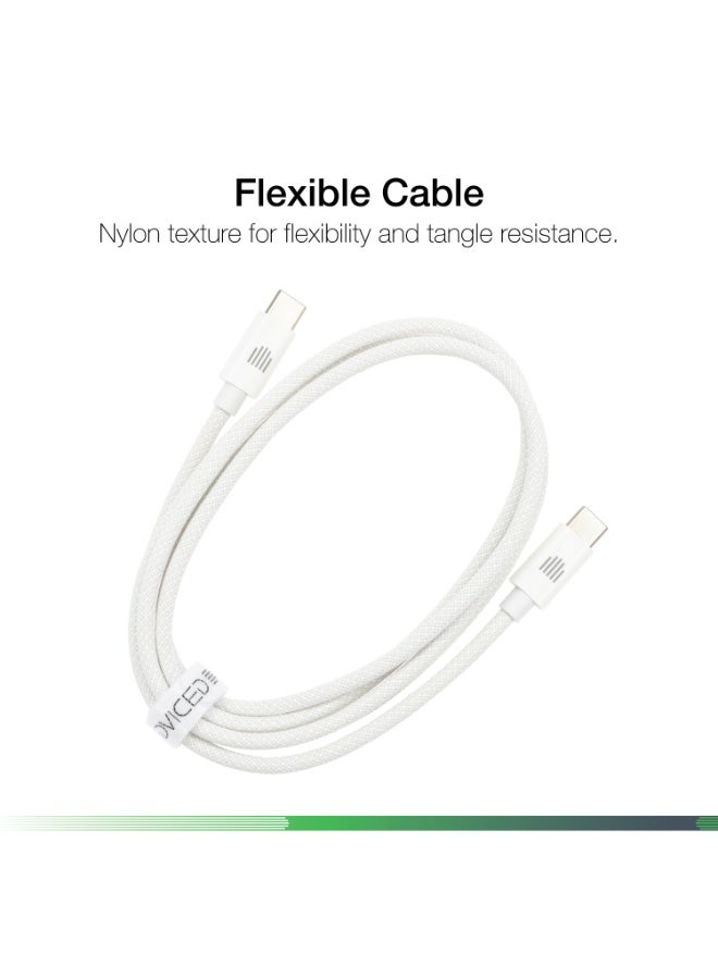 DVICED USB-C to USB-C  Charging & Data transfer 1.25m nylon cable  - White - Image 4