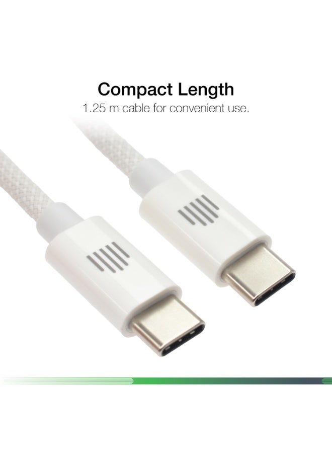 DVICED USB-C to USB-C  Charging & Data transfer 1.25m nylon cable  - White - Image 3