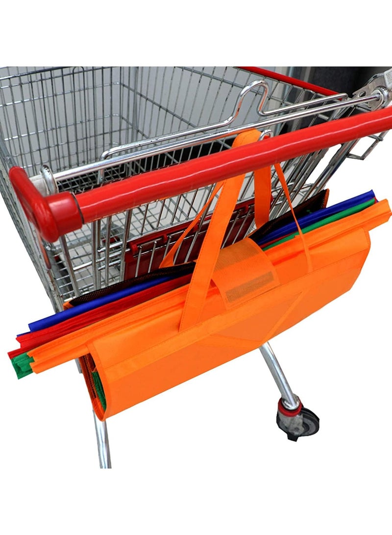 MARKQ حقائب تسوق قابلة لإعادة الاستخدام مع حقيبة تبريد، مجموعة من 4، حقائب عربة قابلة للطي لعربة التسوق باللون البرتقالي والأخضر والأحمر والأزرق - Image 5
