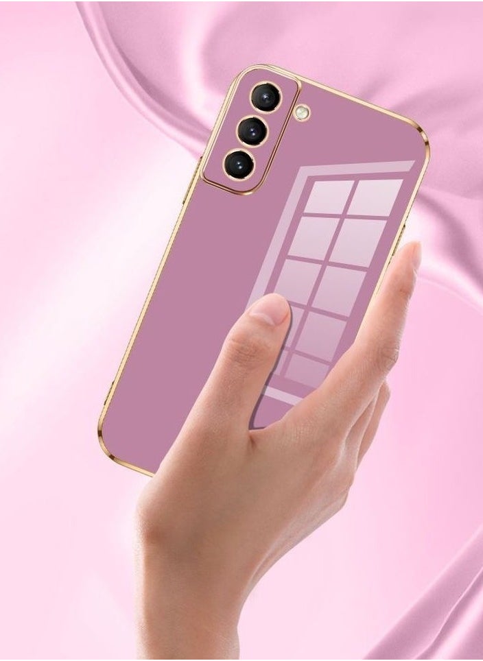 Color Fans Mobile Phone Case for Samsung S21 FE 5G 6.4 inch Electroplated Protective Case Gold-Purple  - Image 4