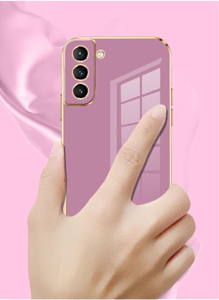 Color Fans Mobile Phone Case for Samsung S21 FE 5G 6.4 inch Electroplated Protective Case Gold-Purple  - Image 3