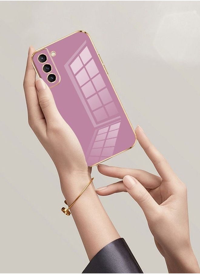 Color Fans Mobile Phone Case for Samsung S21 FE 5G 6.4 inch Electroplated Protective Case Gold-Purple  - Image 2