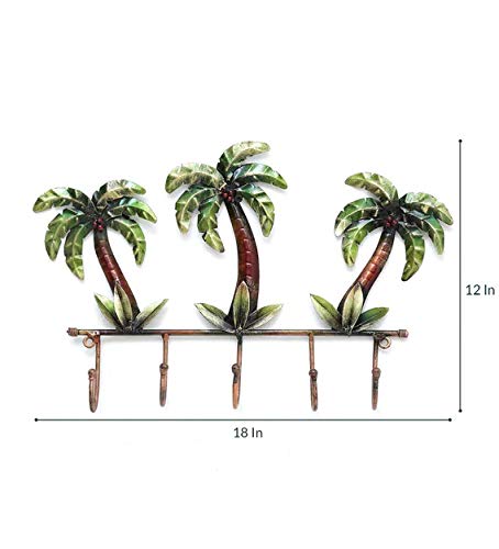 World Decor Coco Tree with 5 Hooks for Key and Cloth Holder Metal AbstractWall SculptureWall HangingWall Art Multicolor for Home DecorationLiving RoomOfficeCafeBedroom18x 03x12 IN - Image 2