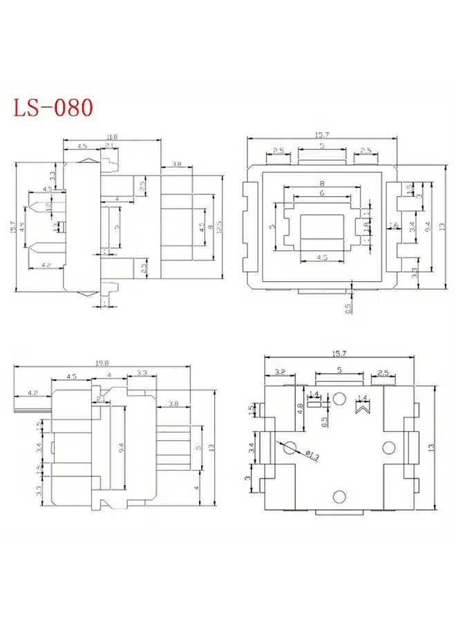 10 قطع LS 080 أقدام ميكانيكية للوحة المفاتيح، مفتاح تبديل 2 دبوس، أقدام بديلة متينة من البلاستيك، أسود وأبيض - Image 4