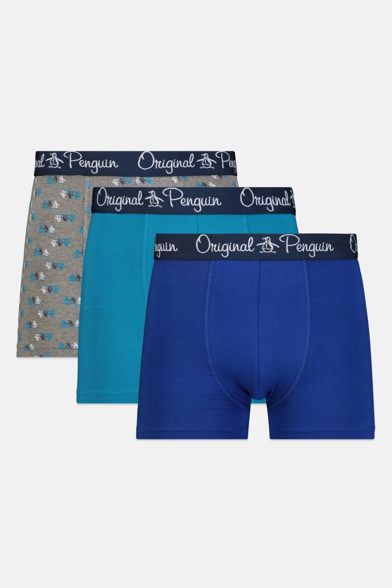 Original Penguin Men 3 Pieces Brand Logo Trunks, Multicolor - Image 1