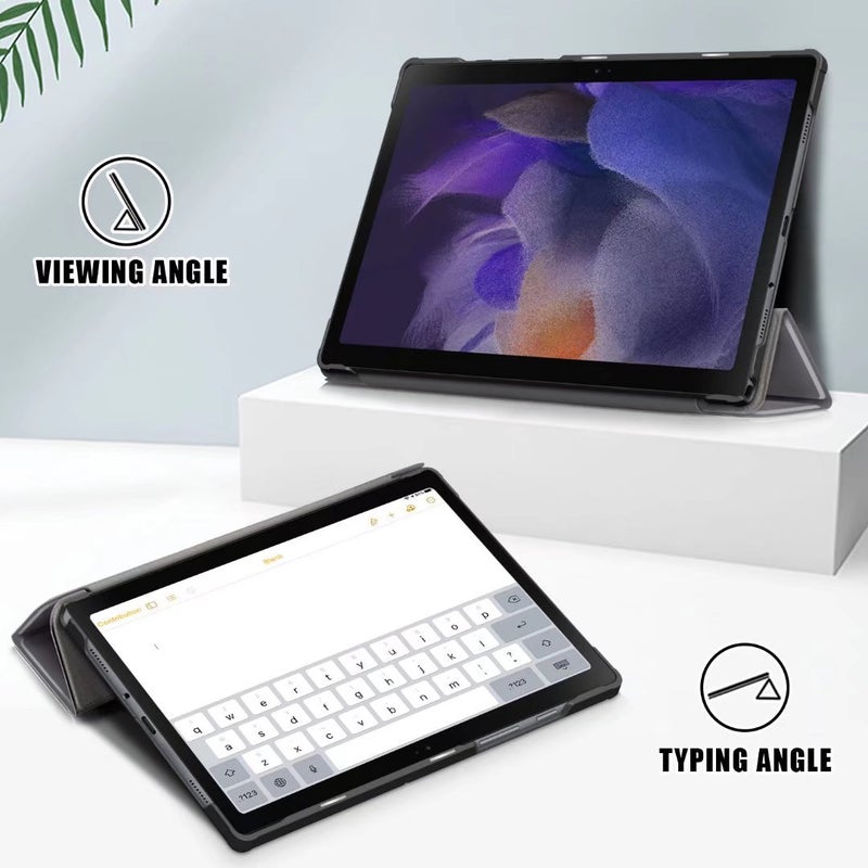 حافظة سامسونج تاب باللون أحمر مع غطاء حماية ووظيفة حامل وحمل يومي للتابلت بوظيفة حامل Samsung Tab Folio قابلة للطي متوافقة مع عدة موديلات سامسونج جالكسي تاب للتخزين العملي - Image 3