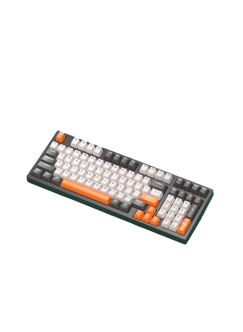 Wired Mechanical Keyboard, RGB Backlit Simplicity 98 Keys Keyboard Suitable For Gaming Work (BlackOrange ) - Image 1