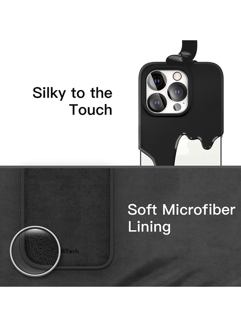 ELTRAZONE 3 in 1 Silicone Case for iPhone 14 Pro Max 6.7-Inch, with 2-Pack Screen Protector and 2-Pack Camera Lens Protector, Full Coverage Tempered Glass Film, Shockproof Phone Cover (Black) - Image 4