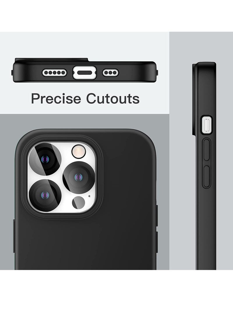 ELTRAZONE 3 in 1 Silicone Case for iPhone 14 Pro Max 6.7-Inch, with 2-Pack Screen Protector and 2-Pack Camera Lens Protector, Full Coverage Tempered Glass Film, Shockproof Phone Cover (Black) - Image 5