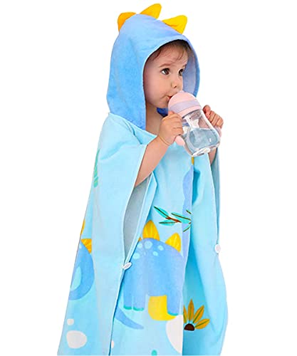 Gneliwm Kids Hooded Beach Towel Poncho Children Bath Towel Wrap Cotton Animal Pattern Toddler Swimming Pool Shower Towel for Boys Girls - Image 1