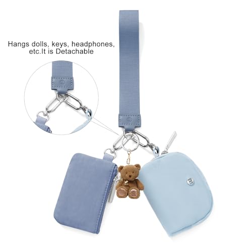 MEXS Keychain Wallet Mini Zip Around Wristlet Wallets for Women Detachable Dual Pouch Wristlet Portable Coin Purse Small Wallets - Image 4