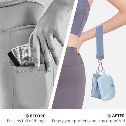 MEXS Keychain Wallet Mini Zip Around Wristlet Wallets for Women Detachable Dual Pouch Wristlet Portable Coin Purse Small Wallets - Image 3