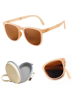 Unique Foldable Sunglasses For Women Men, Square Folding Easy Carry Shades UV400 Protection Lens Suitable for running, driving, traveling,hiking and other outdoor sports-Jelly Brown  - Image 1