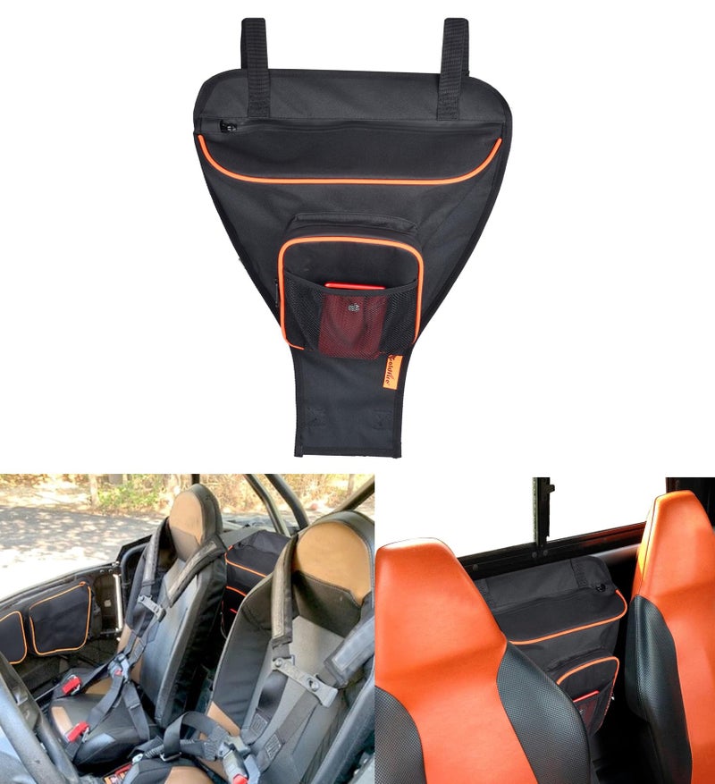 Goldfire RZR XP Accessories1680D UTV Gear Bag Cab Pack Center Seat Storage Tool Bag Between Seat Shoulder Bag For Polaris Razor 570 800 S 900 1000 XP Orange Piping