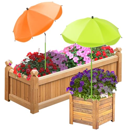 Axcoix 2 Pack Upgraded Plant Umbrellas for Outdoor Plants, 26" Larger Garden Plant Umbrella Shade with Adjustable Angle, 43.4" Higher Sun Shade for Plants, Potted Plant, Garden Beds (Green, Orange) - Image 1