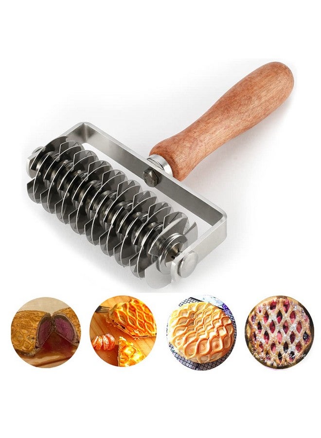 VINMEN AMPSEVEN Pastry Lattice Roller Cutter - Stainless Steel Dough Lattice for Pie Pizza Bread beef wellington Pastry Crust Roller Cutter - Image 1