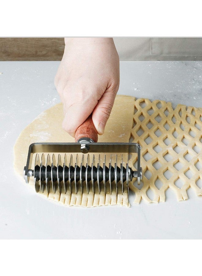 VINMEN AMPSEVEN Pastry Lattice Roller Cutter - Stainless Steel Dough Lattice for Pie Pizza Bread beef wellington Pastry Crust Roller Cutter - Image 3