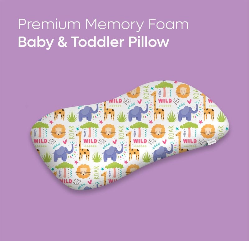 ADMIRAE Premium Memory Foam Baby & Toddler Pillow | Head,Neck & Back Support Cushion | Washable Removable Cover | Ideal for Sleeping,Reading & Resting | Age 2to9 Year | 20.5x11.5x2.5inch, Animal Print - Image 2
