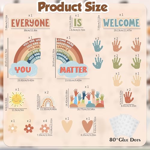 VABAMNA Boho Bulletin Board Decorations for Classroom, 35Pcs Everyone is Welcome Classroom Positive Motivational Inspirational Affirmation Wall Decor Boho Rainbow Cutouts for Teacher School Supplies - Image 3