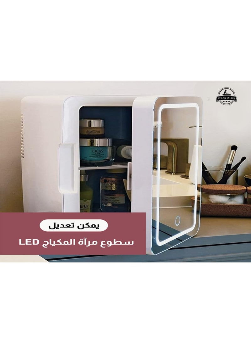 Relax Smart Mini Makeup Beauty Fridge with Mirror – White Portable Skincare and Cosmetic Cooler - Image 4