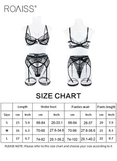 roaiss Lace Hollow Out Lingerie Set for Women with Drill Particles Decor Mesh Yarn See Through Spaghetti Strap Underwear Suit with Garter Ladies Slim Fit Comfy Bodysuit for Adults  - Image 2