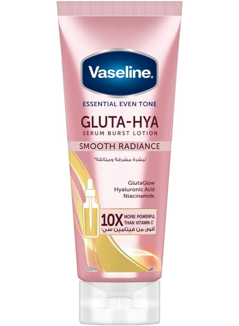 Vaseline Essential Even Tone Smooth Radiance Gluta-Hya Serum Burst Lotion 10X More Powerful than Vitamin C - 200ml - Image 1