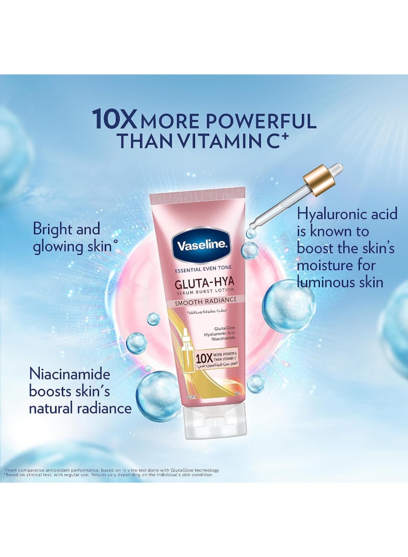 Vaseline Essential Even Tone Smooth Radiance Gluta-Hya Serum Burst Lotion 10X More Powerful than Vitamin C - 200ml - Image 3