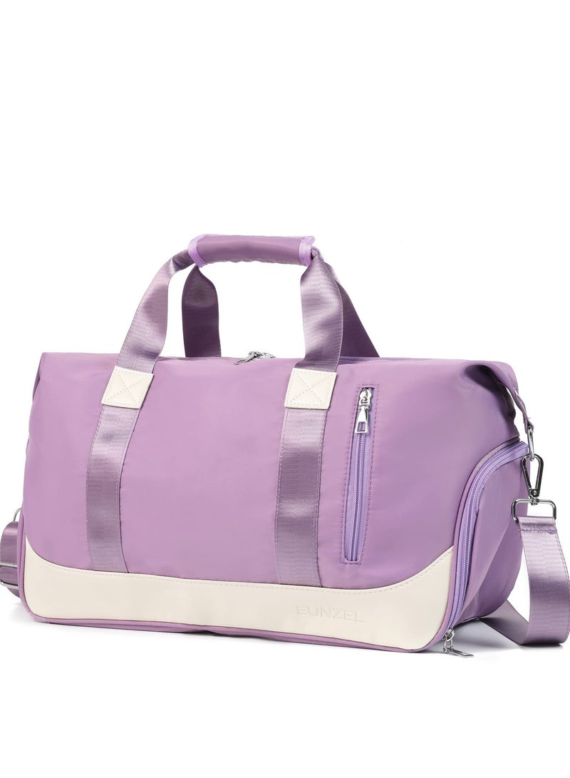 SYOSI Sports Gym Bag for Women, Travel Duffel Bag with Wet Pocket & Shoes Compartment Weekender Bag(Purple) - Image 1