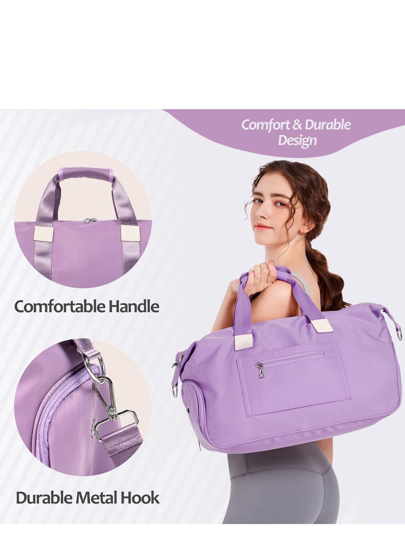 SYOSI Sports Gym Bag for Women, Travel Duffel Bag with Wet Pocket & Shoes Compartment Weekender Bag(Purple) - Image 2