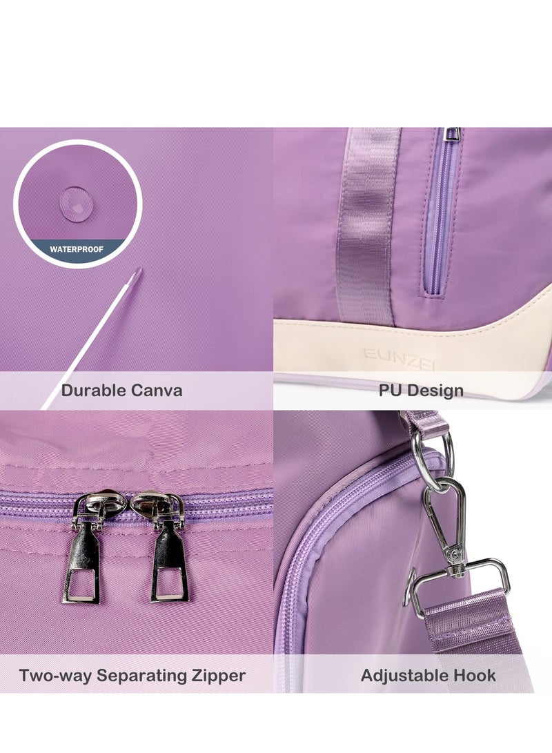SYOSI Sports Gym Bag for Women, Travel Duffel Bag with Wet Pocket & Shoes Compartment Weekender Bag(Purple) - Image 5