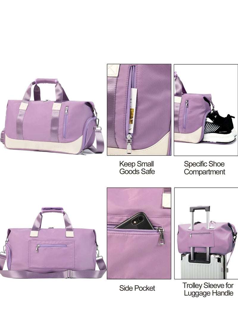 SYOSI Sports Gym Bag for Women, Travel Duffel Bag with Wet Pocket & Shoes Compartment Weekender Bag(Purple) - Image 3