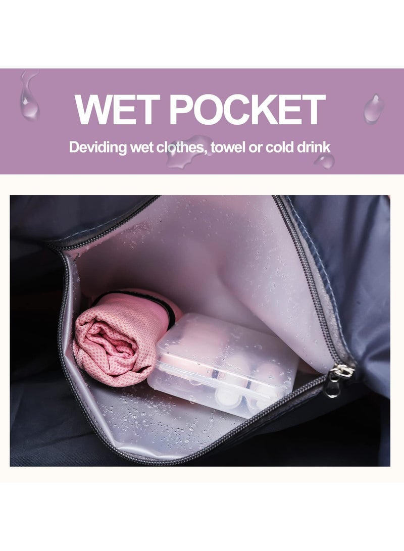 SYOSI Sports Gym Bag for Women, Travel Duffel Bag with Wet Pocket & Shoes Compartment Weekender Bag(Purple) - Image 4