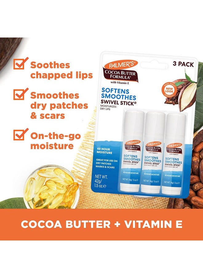 PALMER'S - Palmer's Cocoa Butter Formula Moisturizing Swivel Stick with Vitamin E, Lip Balm for Beach Bag, Face & Body Moisturizer Stick, Ideal for Treating Dry Skin Patches (Pack of 3) - Image 1