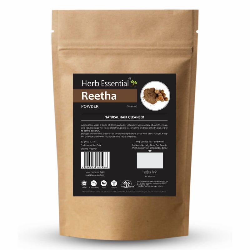 Herb Essential Reetha | kunkudukayalu Powder for Hair Growth, 50 g - Image 2