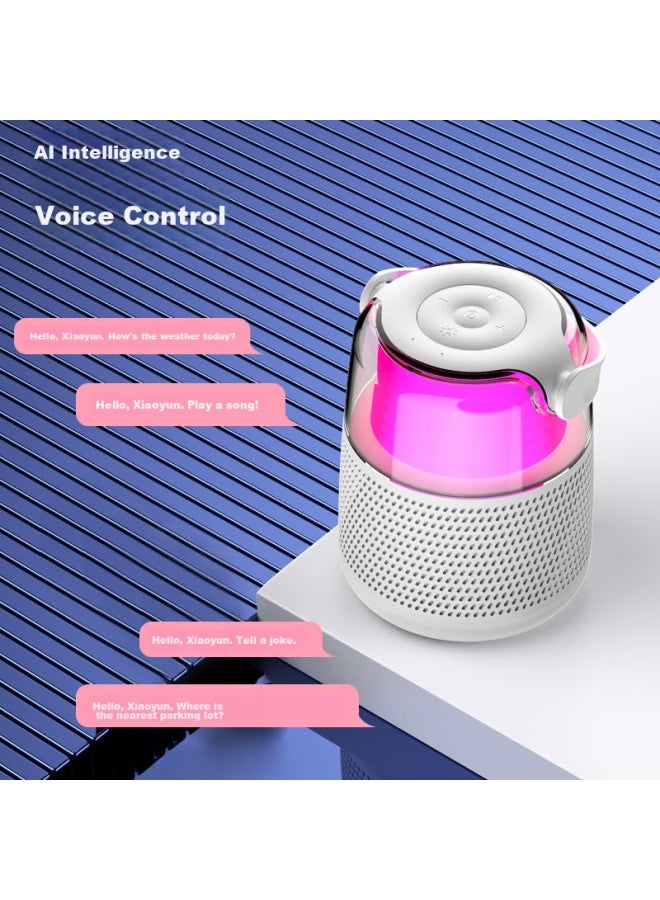 Patriots Aigo T09 Bluetooth Speaker Ai Voice Smart Speaker, Outdoor Camping Portable Speaker, Wireless Computer Desktop Car Subwoofer, Piano White - Image 2